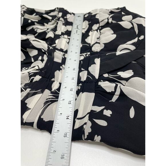 Ann Taylor Floral Dress 4 Floral Wide Straps V Neck Black White Sundress Career - Picture 10 of 15